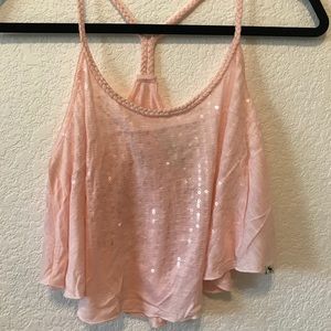 Pink Sequin Crop Top