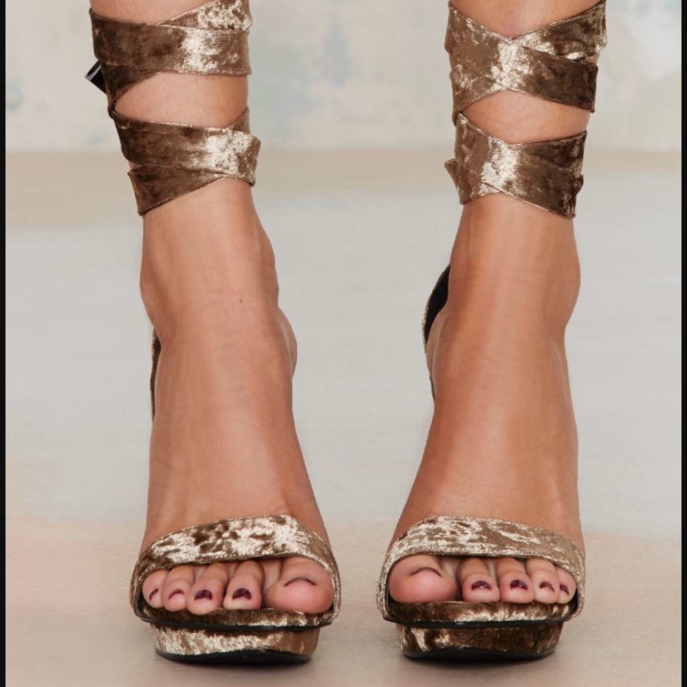Nasty Gal Velvet Strap Heels