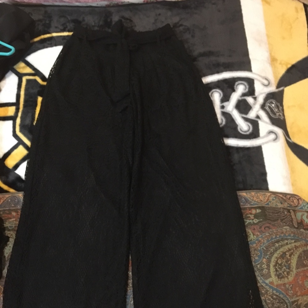 Anna-Kaci Fit Black Crochet Floral Lace Pants