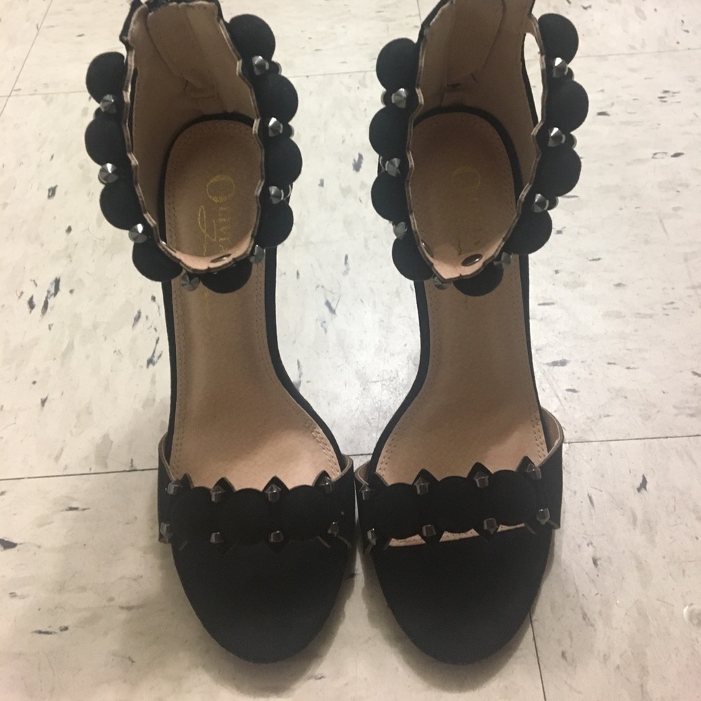 Olivia Ferguson Black embellished stud heels