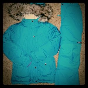 Lands End Girls Parka and Snow Pants Turquoise