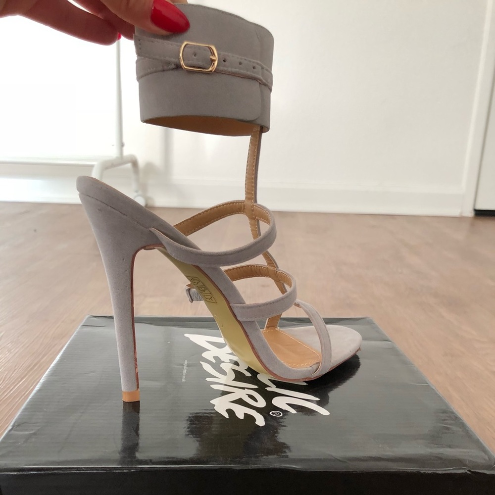 Public Desire Grey Suede Heels