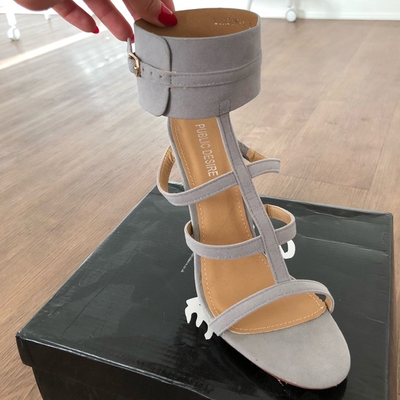 Public Desire Grey Suede Heels - Picture 3 of 3