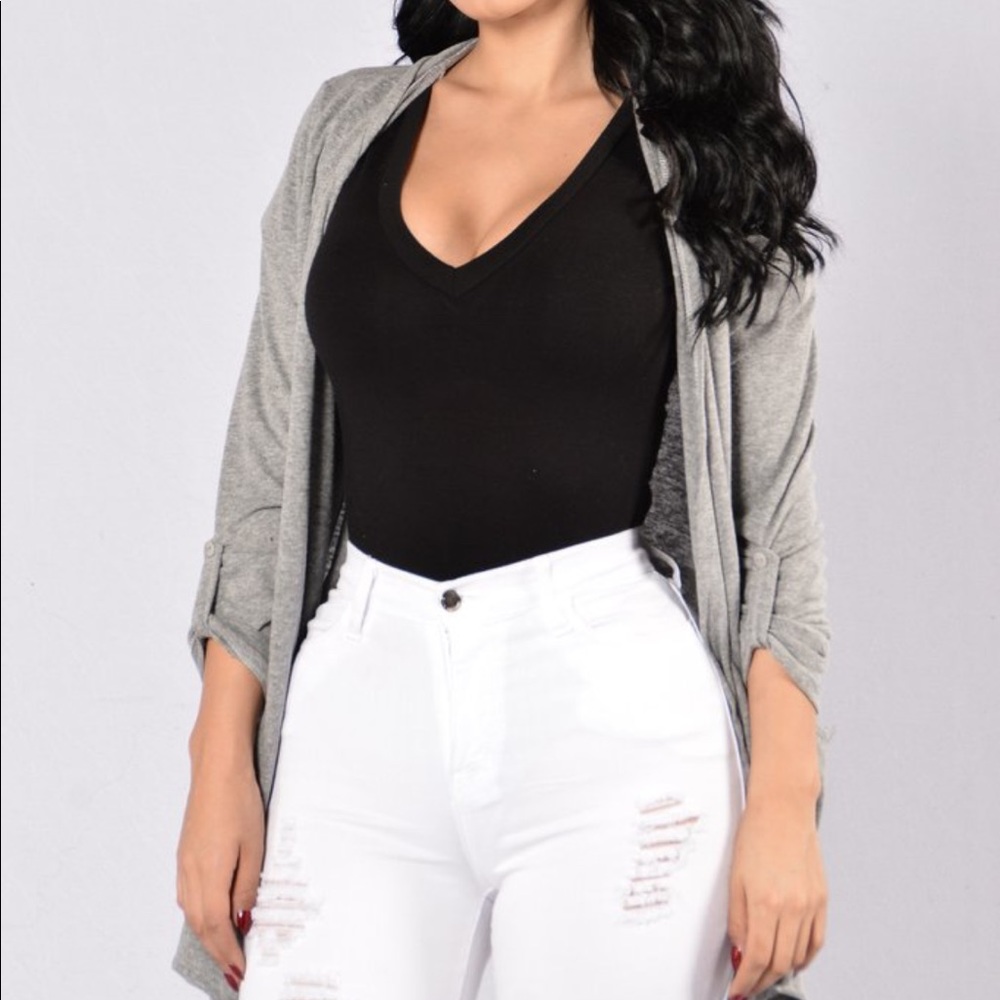 Grey hooded cardigan