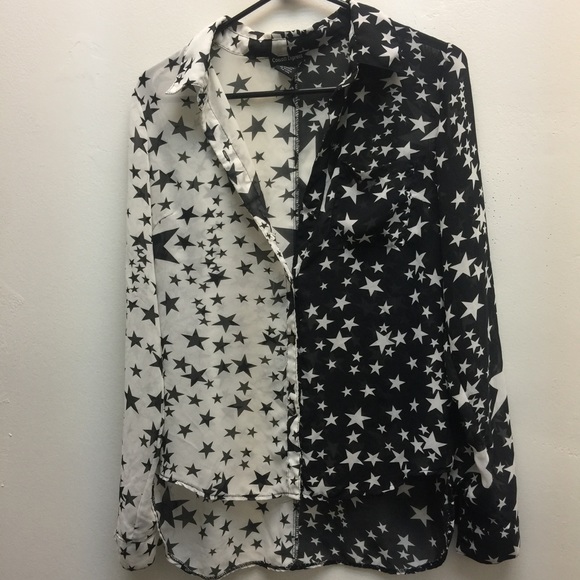 COTTON EXPRESS Button up star shirt Blouse - Picture 2 of 5
