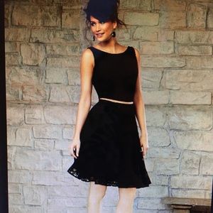 All black lace two-piece formal dress