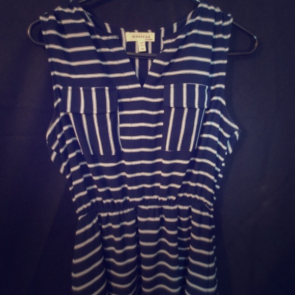 Navy/White Striped Shift Dress - Picture 1 of 3