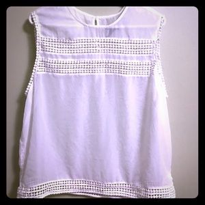 White Sleeveless Gap Eyelet Top