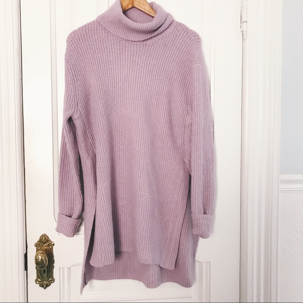 cozy long lavender sweater dress