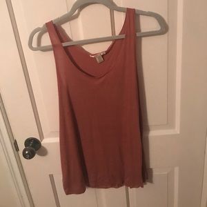 Dark pink-orange-brown long tank top