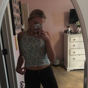 floral high neck crop top