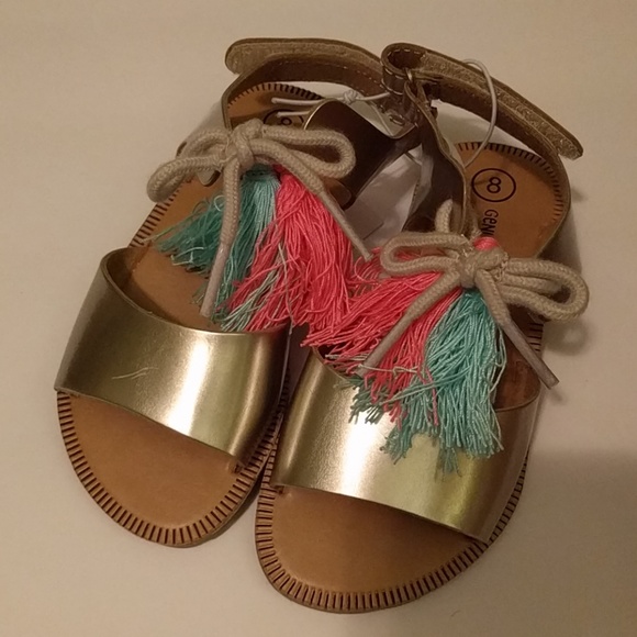 Genuine Kids from Oshkosh Other - Oshkosh Girl's Gold Boho Tassle Ankle Strap Sandal