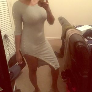 Grey high split dress
