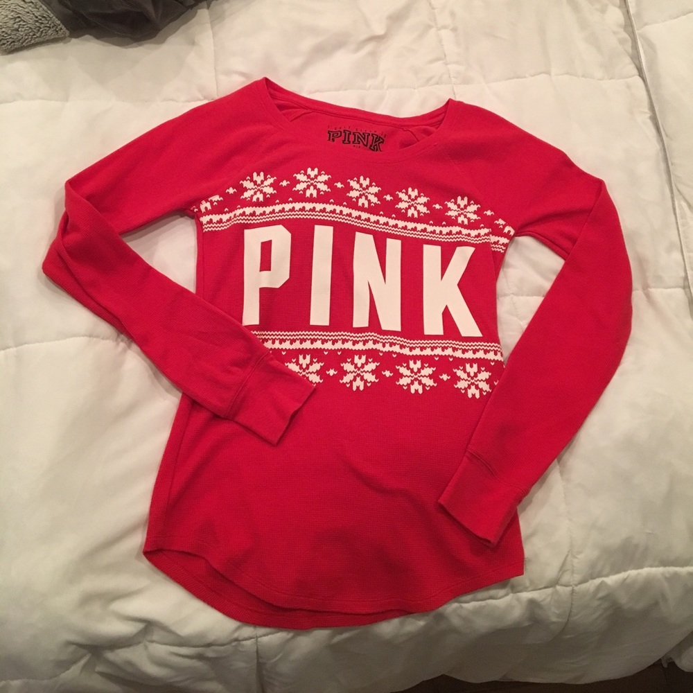 Victoria's Secret Pink Red Christmas Thermal