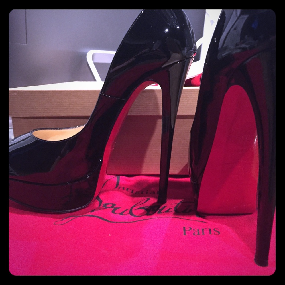 Lady Peep black patent Louboutin heels