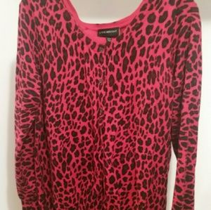Red leopard print cardigan