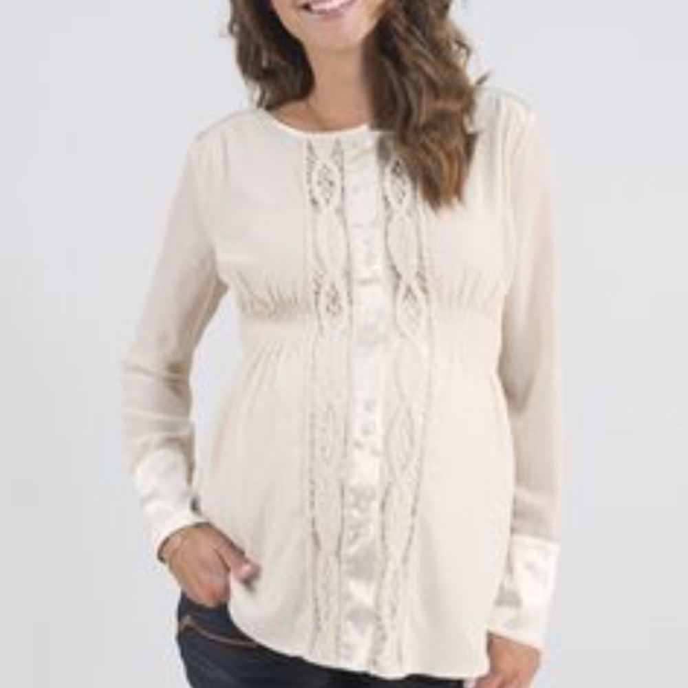 Mom2Mom Maternity Woman's Romantic Blouse, Cream