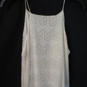 Crocheted Shift Dress w/ Lace-Up Back