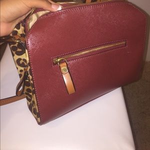 maroon and Leopard cross body purse