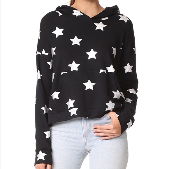 Silver Star Foil Cross Back Hoodie Nwt