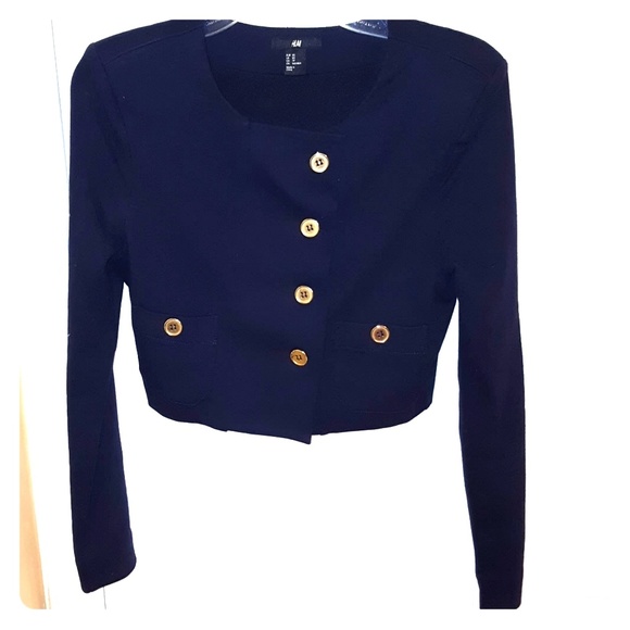 H&M Tops - Navy crop blazer