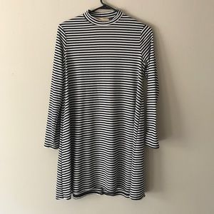 How Very Loved Striped Mock Neck Sweater Dress