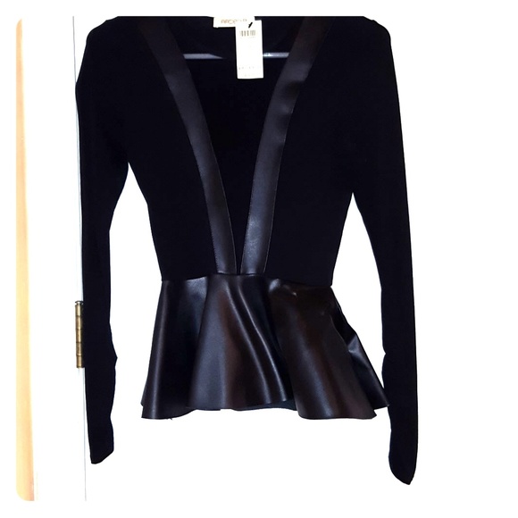 Arden B Tops - Leather Peplum Top