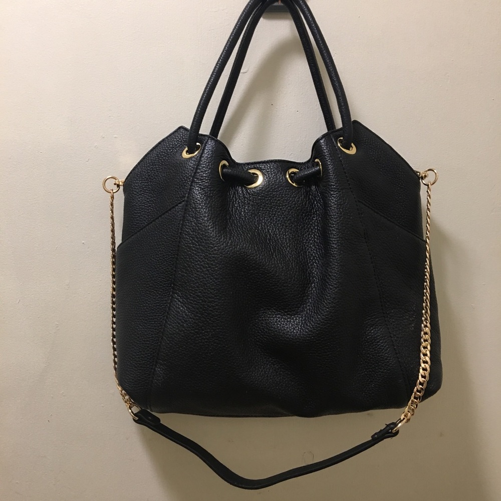 Michael Kors Black Gold Ring Tote Crossbody