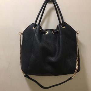 Michael Kors Black Gold Ring Tote Crossbody