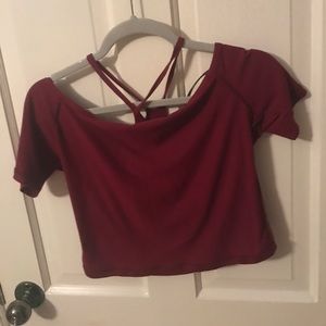 Maroon off the shoulder crop top