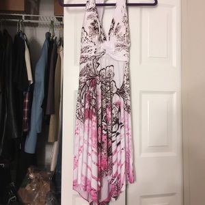 White and pink T back dress