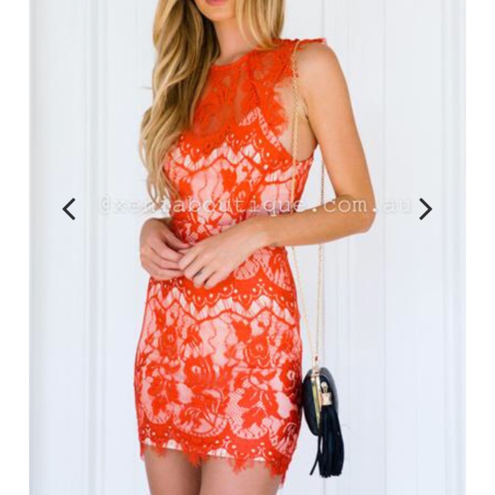Jaspina Lace red dress - xenia boutique