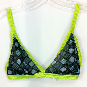 *DKNY* lime green & navy blue sheer bralette NWOT