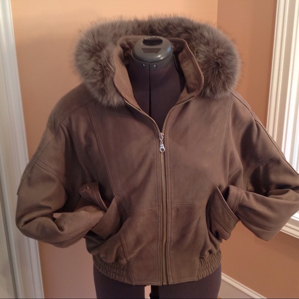 A beautiful leather bomber jacket.