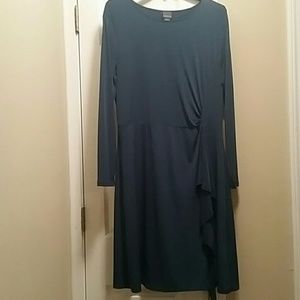 Covington Matte Jersey Teal Long-sleeved Dress