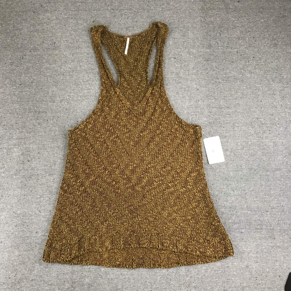 NWT free people brown knit stretch tank top