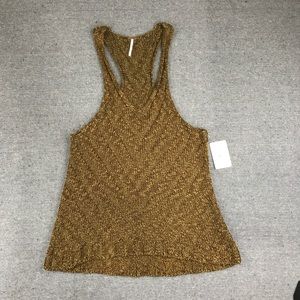 NWT free people brown knit stretch tank top