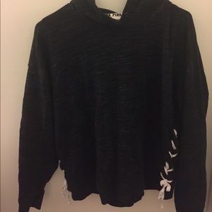 VS Pink comfy hoodie with lacing detailing on side
