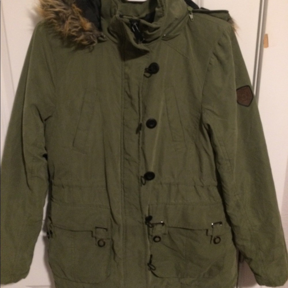 Olive Green Button Down Winter Coat