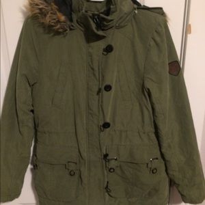 Olive Green Button Down Winter Coat
