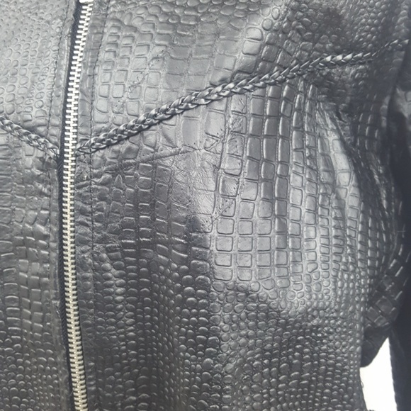 Womens Buffalo Croc Leather Jacket XL Biker Hippie - Picture 3 of 8