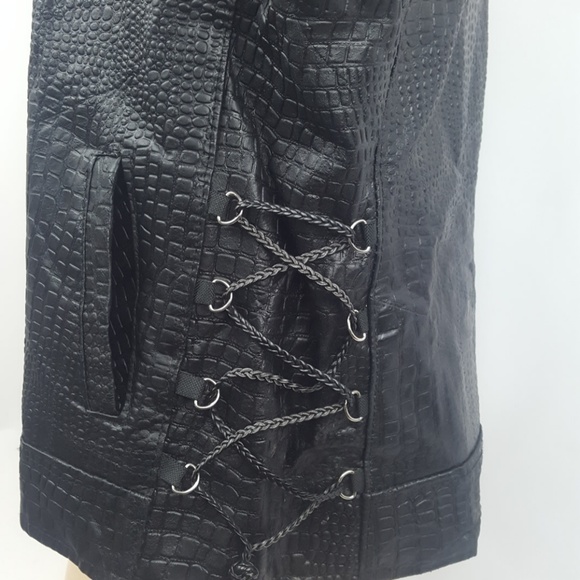 Womens Buffalo Croc Leather Jacket XL Biker Hippie - Picture 5 of 8