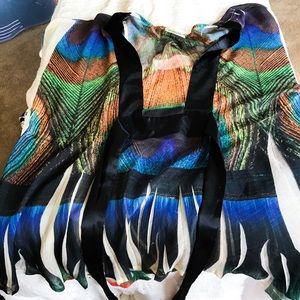 Peacock feather kimono top