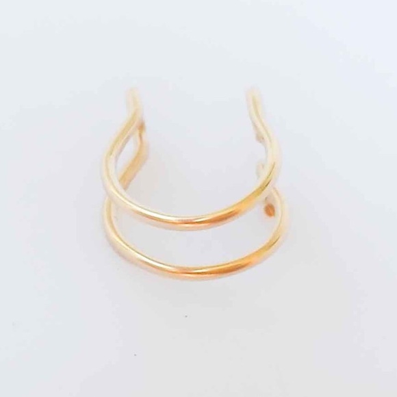 Fake/Faux Clip On Double Hoop Septum Ring Non Pierced Silver Gold or Rose Gold - Picture 2 of 4