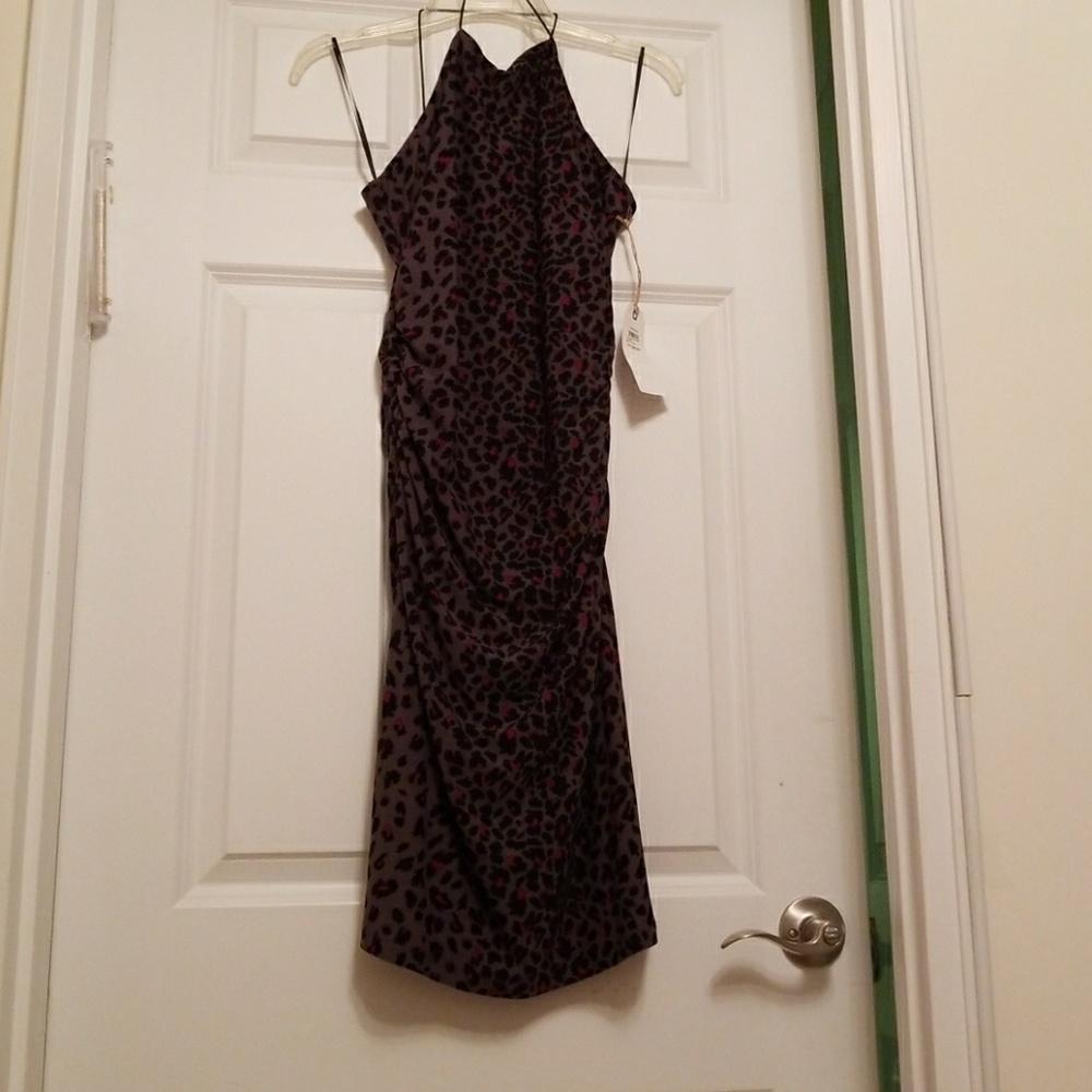 Grey and red animal print summer dress