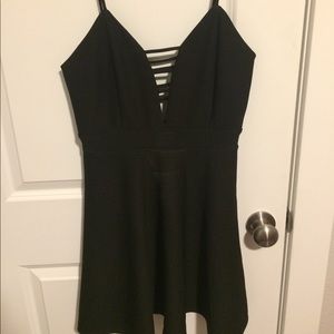 Black plunge-neck dress