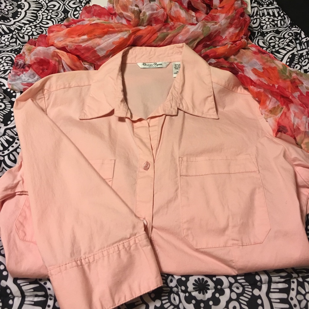 🌸1/4 button up casual work blouse size M 🌺