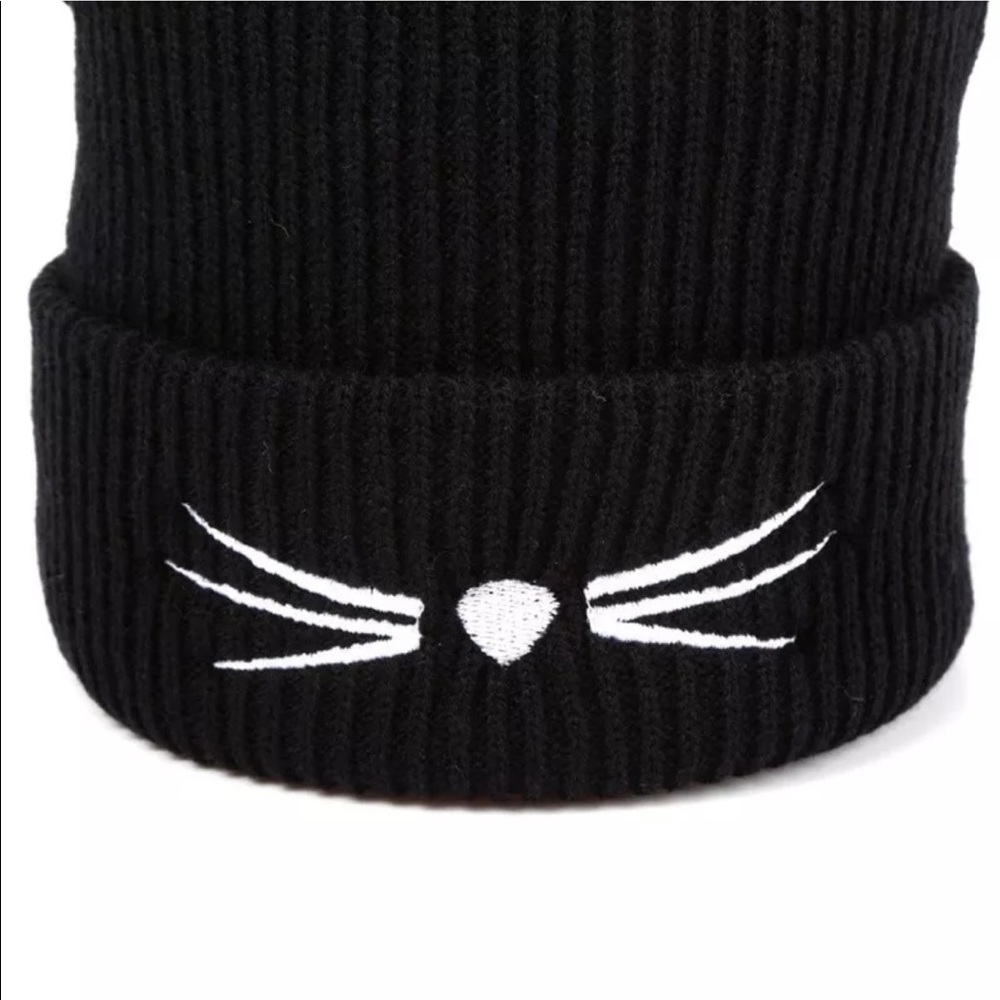 “P” Benie Punk Fuzzy Ears Knitted Hat - Picture 3 of 5