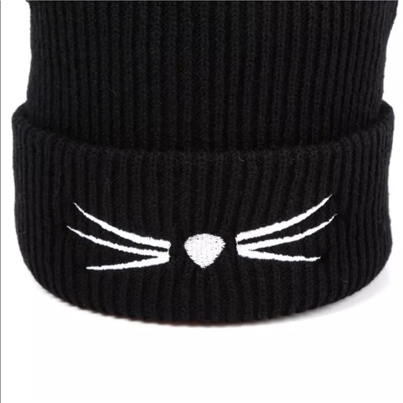 “P” Benie Punk Fuzzy Ears Knitted Hat - Picture 3 of 5