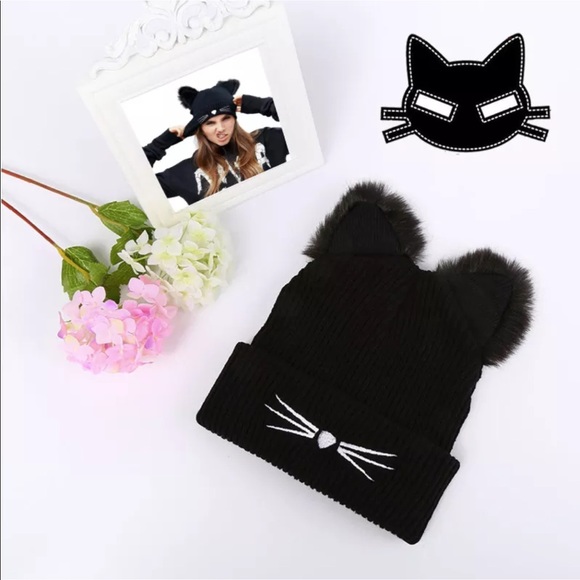 “P” Benie Punk Fuzzy Ears Knitted Hat - Picture 5 of 5